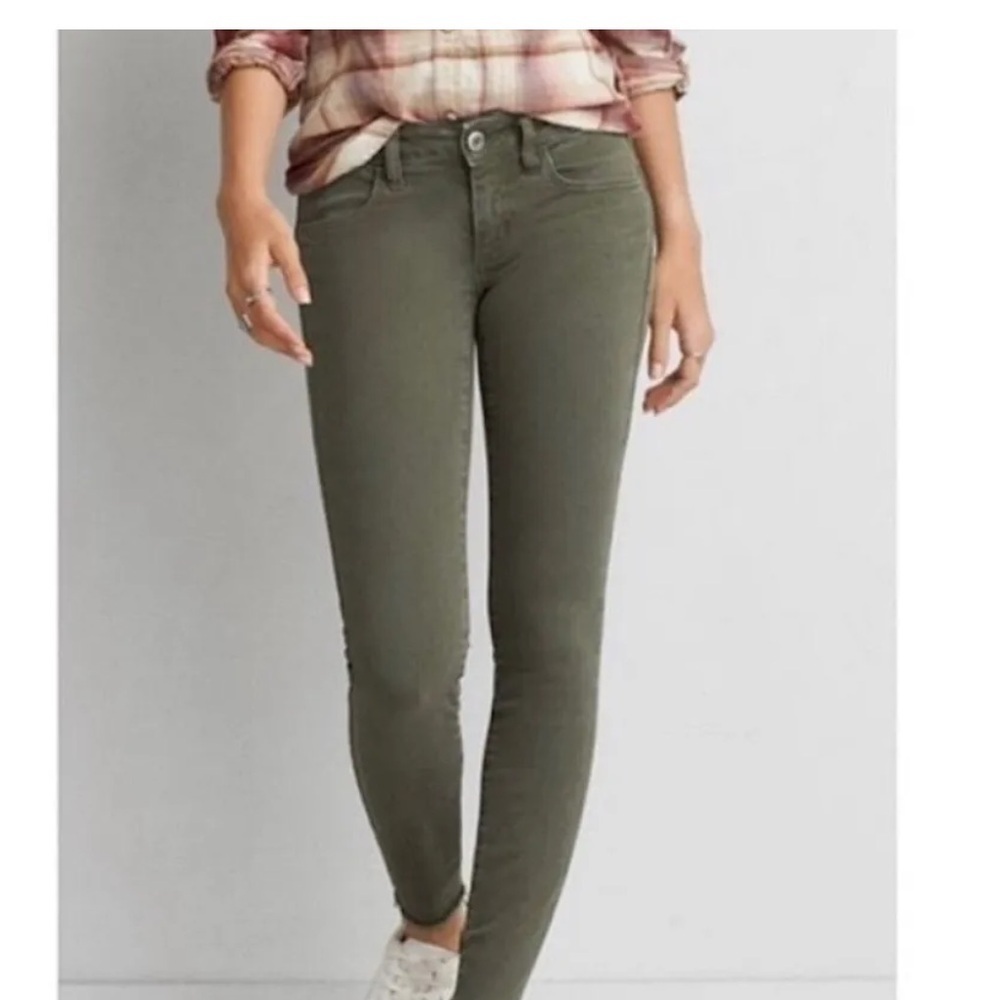 AEO Olive Green 4 Way‎ Sateen Jeggings